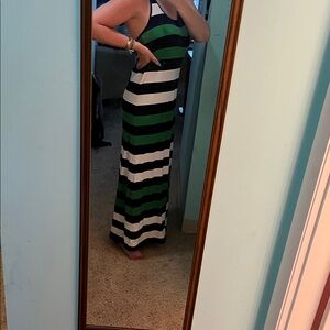 Tommy Bahama Green and Black Striped Maxi Dress